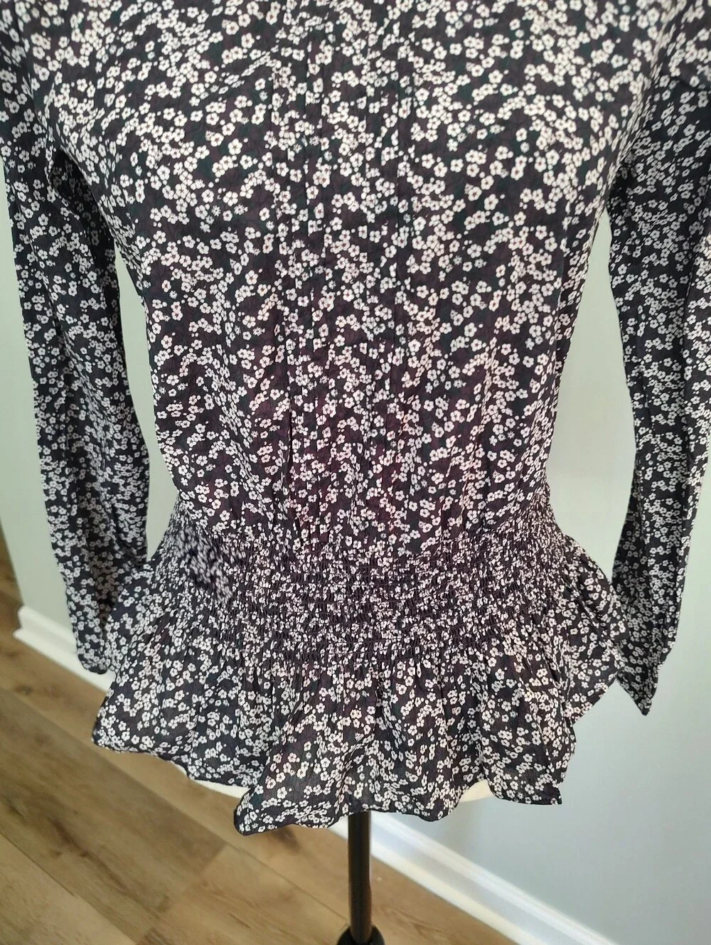 J. Crew Liberty Fabric Misti Valeria Floral Top Purple White Black Smock…